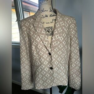 Calvin Klein Tan and White Patterned Blazer